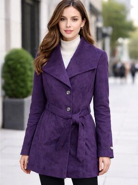Vintage Calvin Klein Wool Blend Coat Womens 16 Eggplant Purple NWT New With Tags